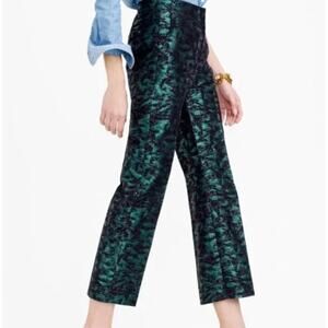 J. Crew Patio Pant Evergreen Metallic Jacquard Size 4 NWT